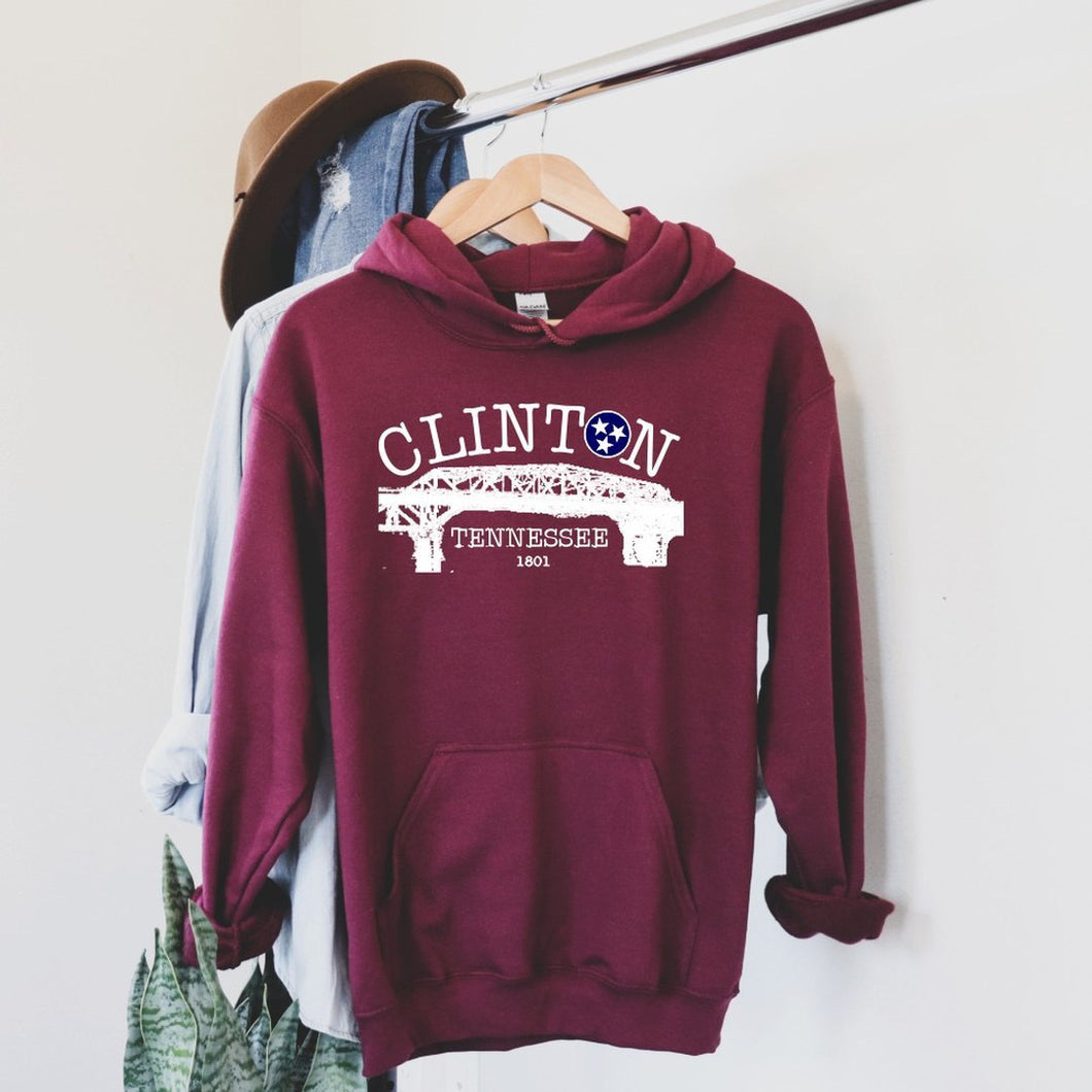 Clinton Classic Bridge Hoodie - Maroon or Navy