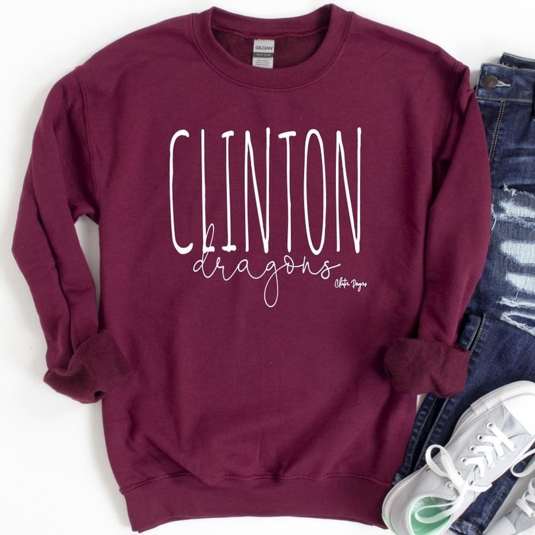 Clinton Dragons Skinny Sweatshirt - Maroon