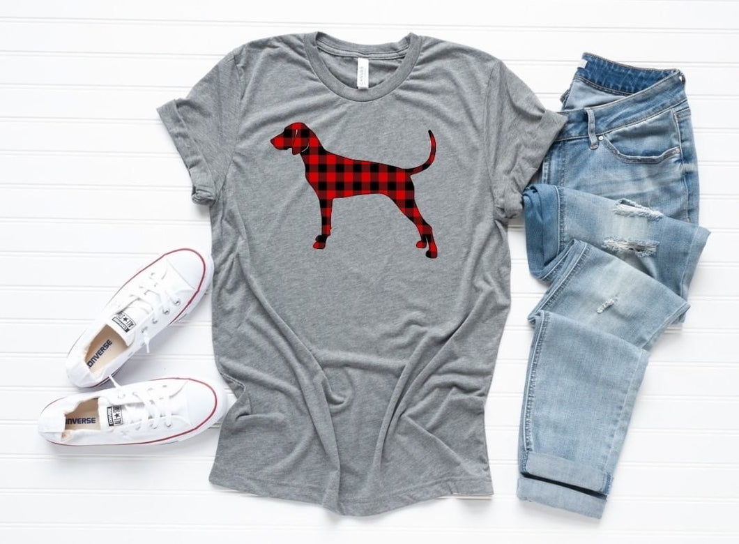 Coonhound Christmas T-Shirt- Grey