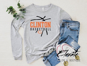 Clinton Basketball Long-Sleeve T-Shirt - Grey