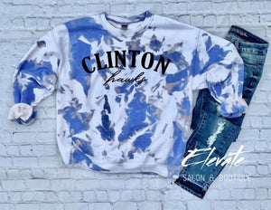 Clinton Hawks Bleached Sweatshirt- Blue