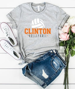 Clinton Volleyball Tee - White Athletic Heather