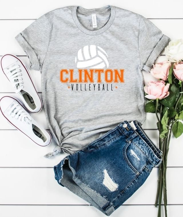 Clinton Volleyball Tee - White Athletic Heather