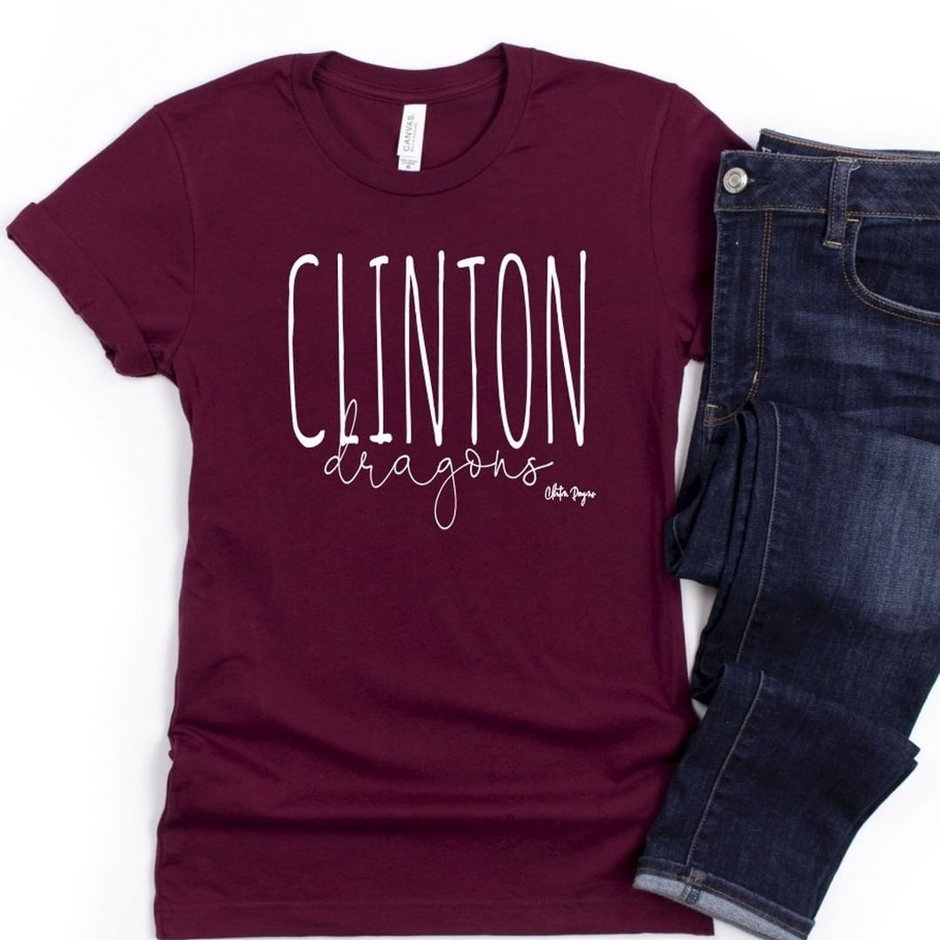 Clinton Dragons Skinny T-Shirt - Maroon