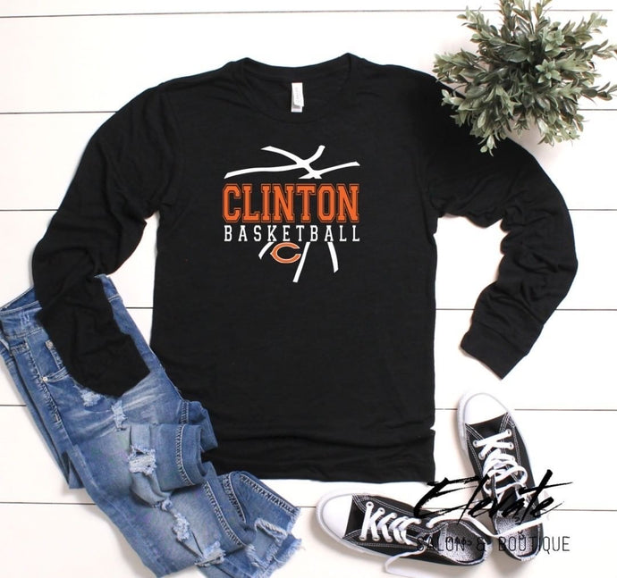 Clinton Basketball Long-Sleeve T-Shirt - Black