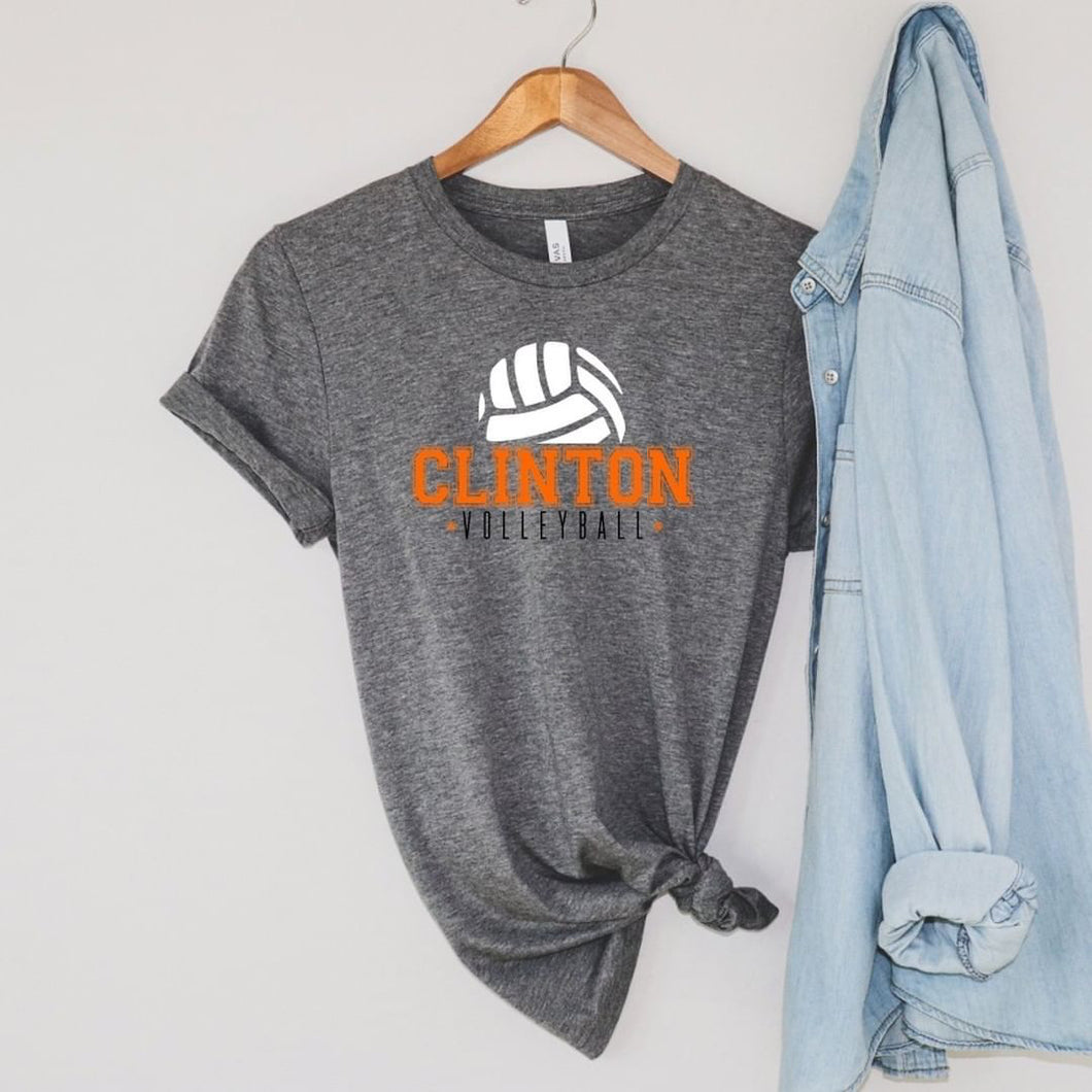 Clinton Volleyball Tee - Grey Triblend