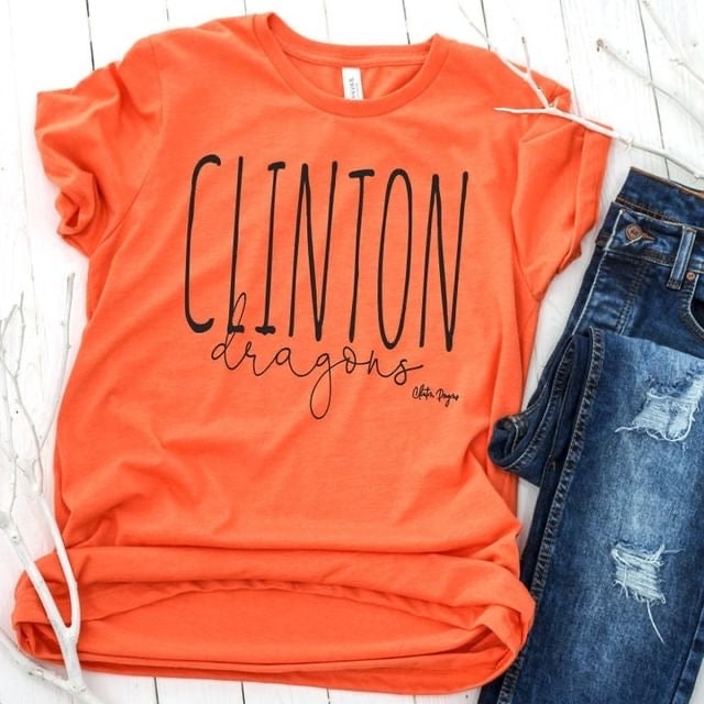 Clinton Dragons Skinny T-Shirt - Orange