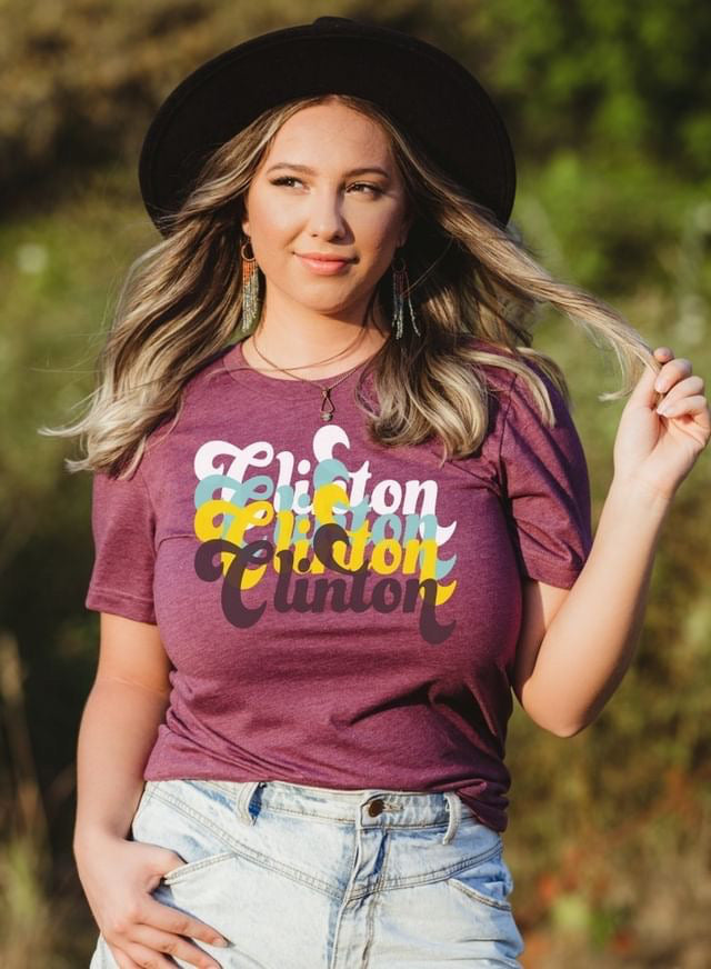 Boho Retro Clinton T-Shirt - Heather Maroon
