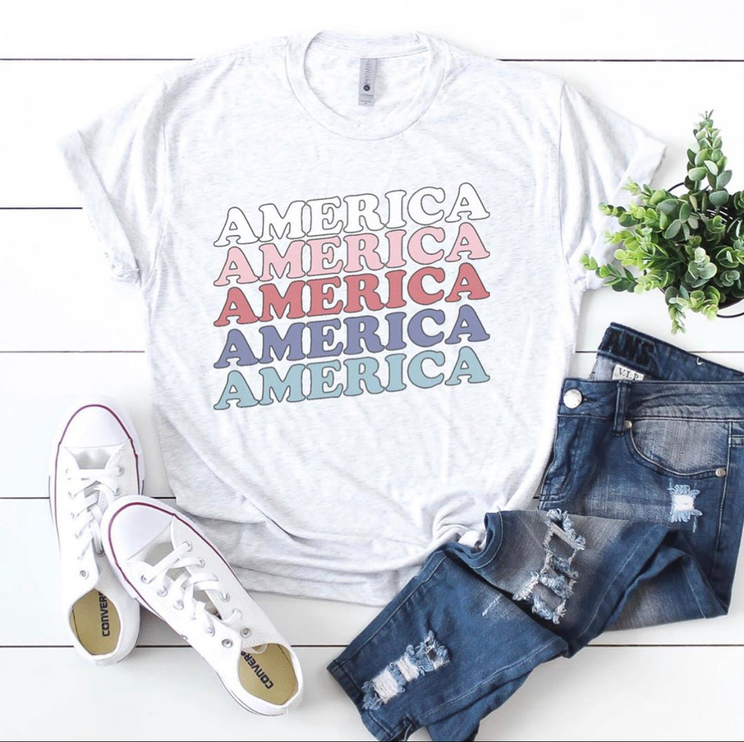America Multi Font T-shirt