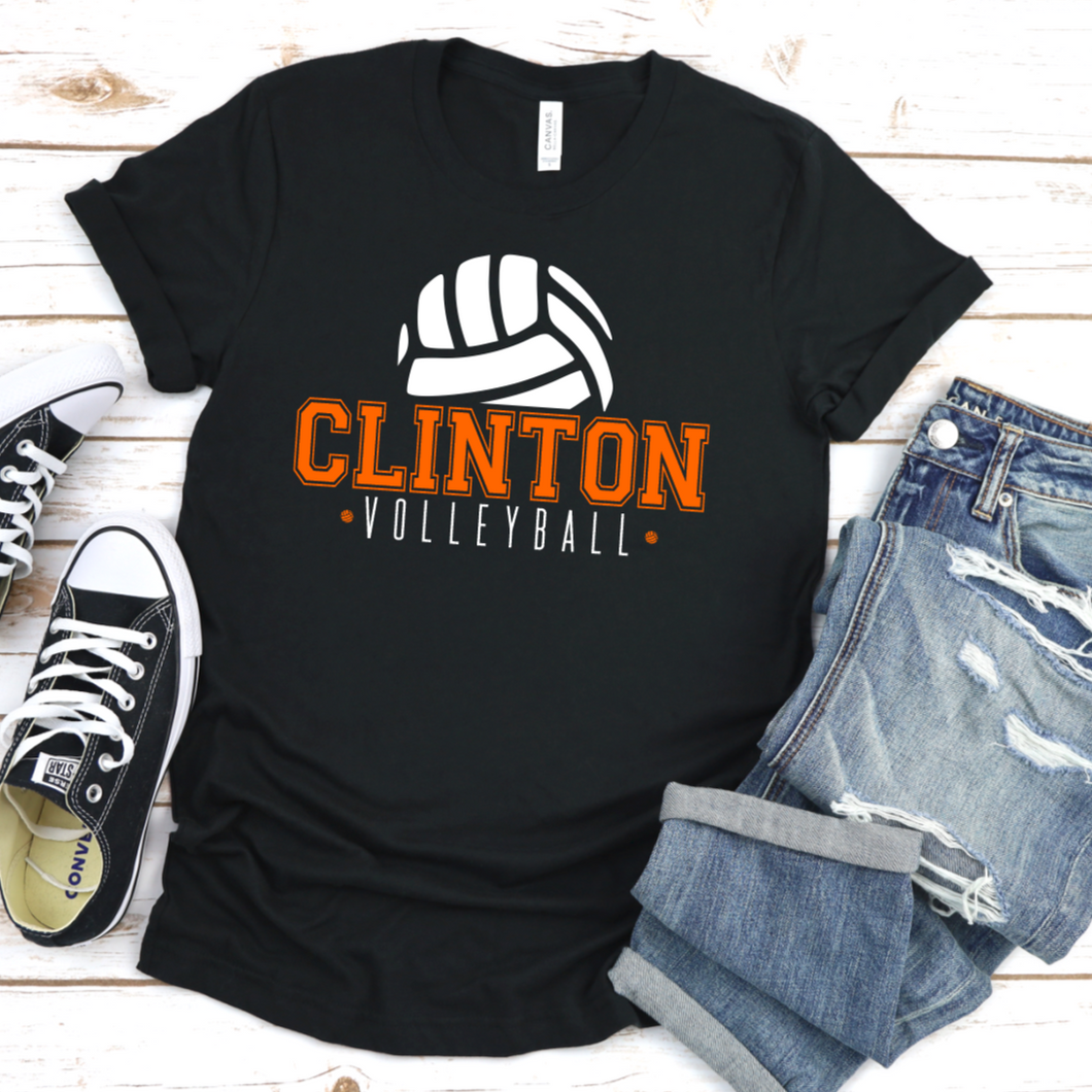 Clinton Volleyball Tee- Black