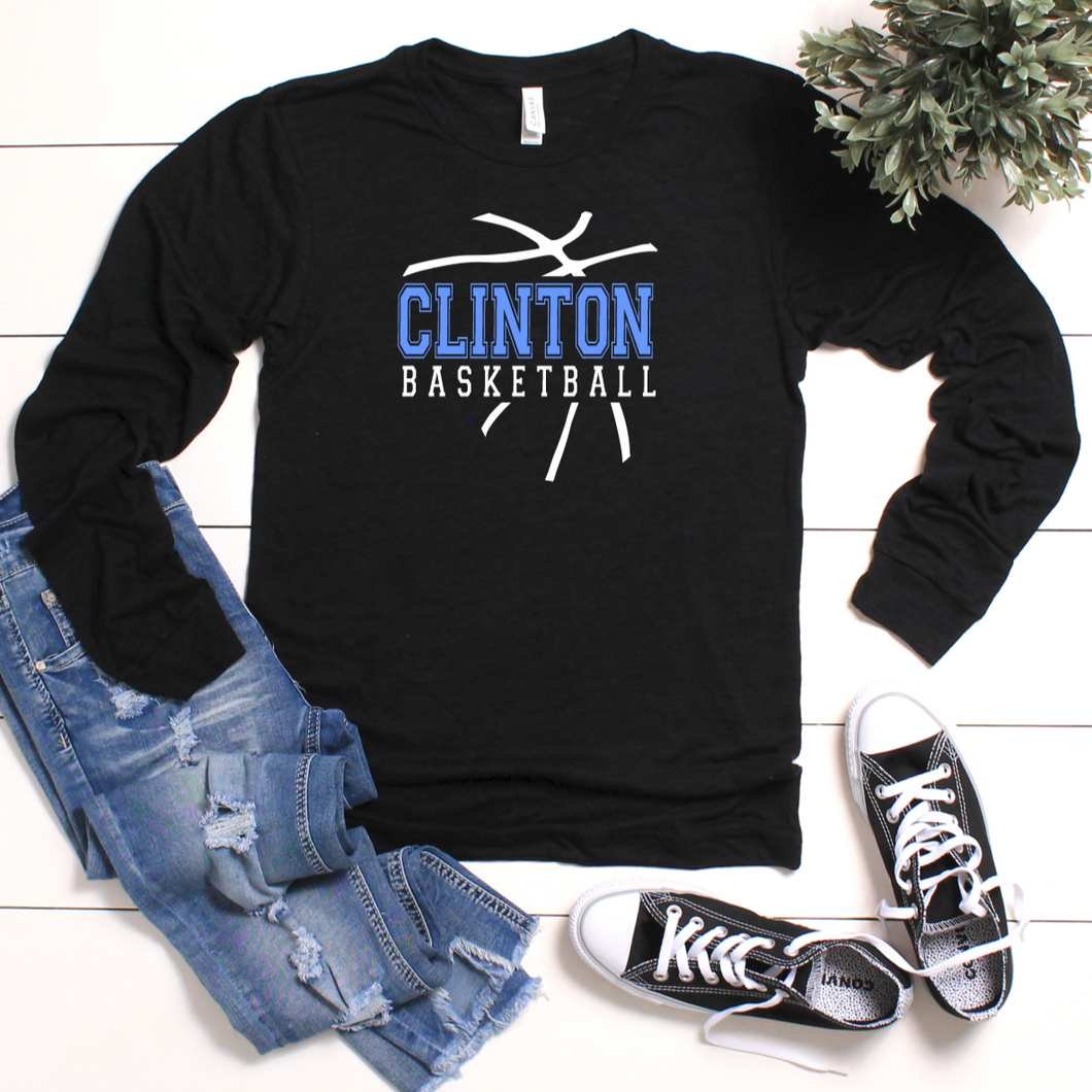 Clinton Hawks Basketball Long-Sleeve T-Shirt - Black
