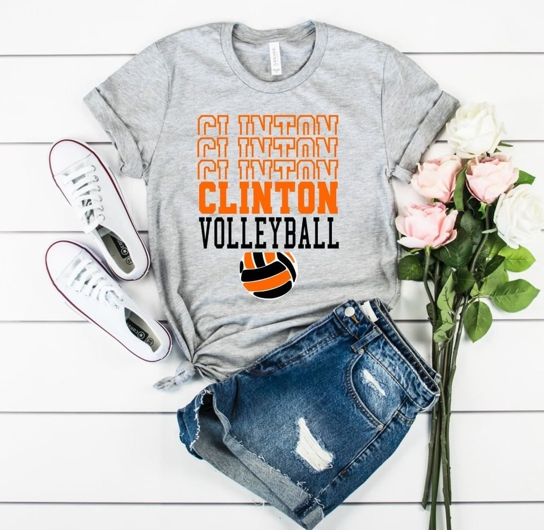 Clinton Clinton Clinton Clinton Volleyball Tee- Black-Athletic Grey