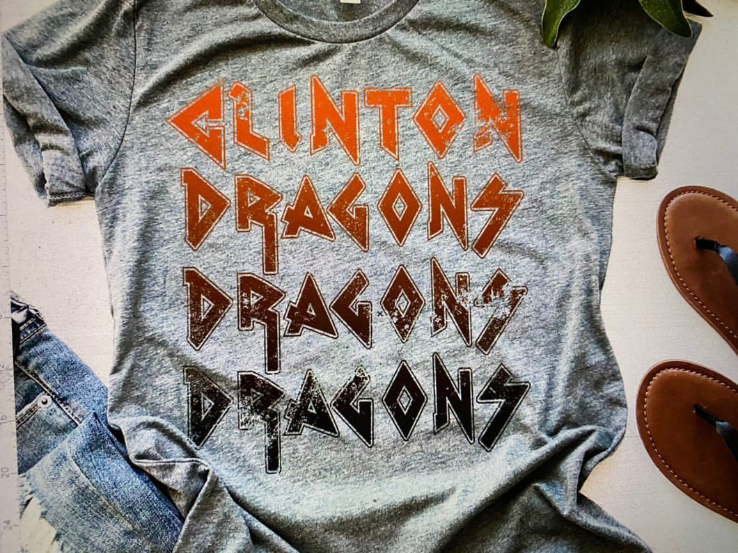 Clinton Dragons Ombre T-Shirt - Grey